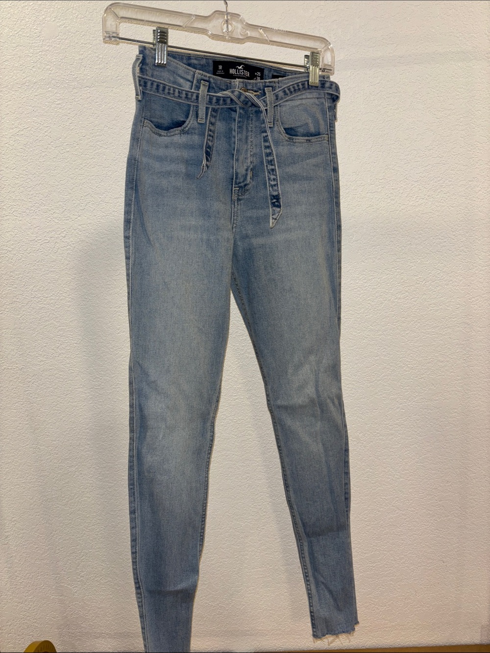 Hollister Light Wash Skinny Jeans with Tie Waist